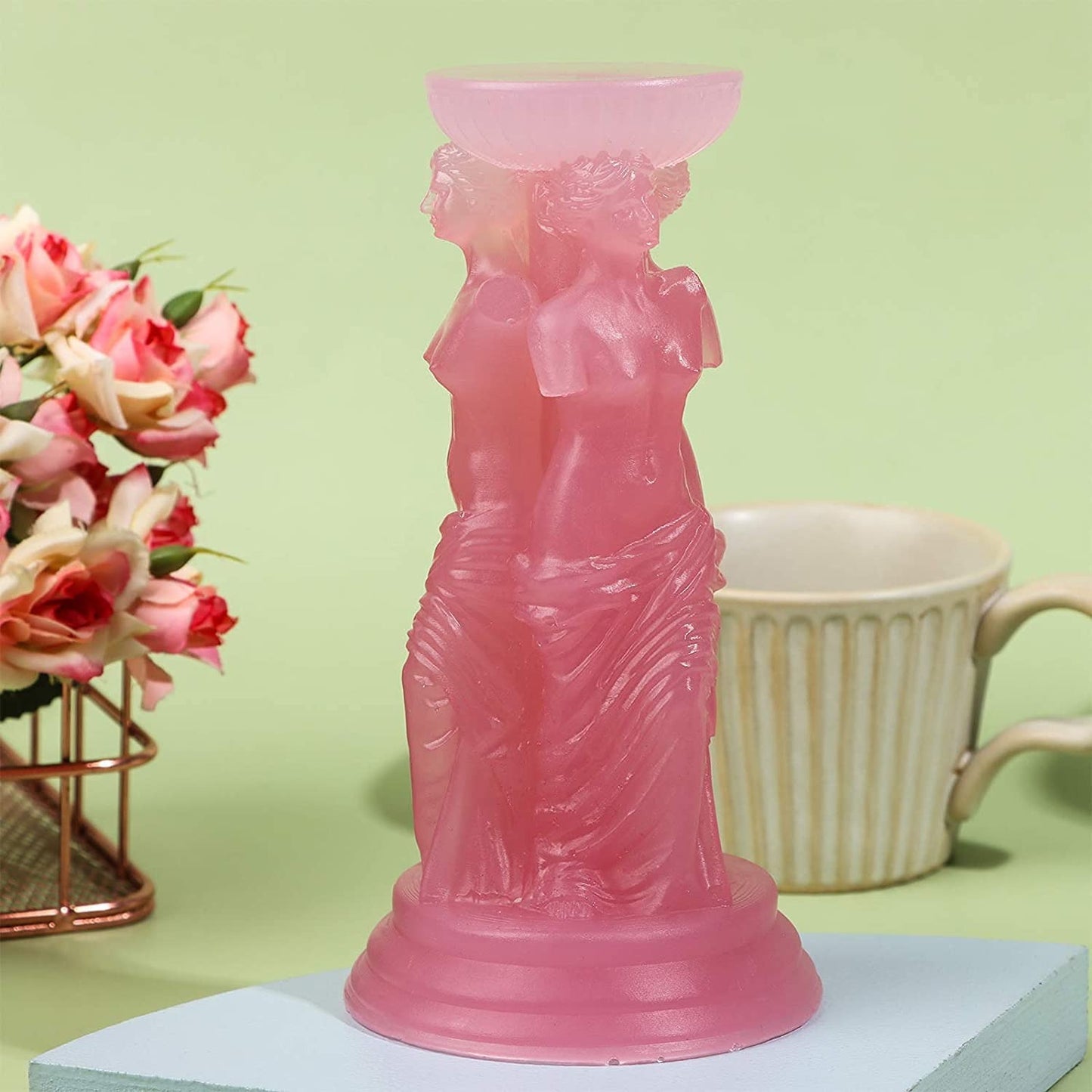 3D Venus Goddess Candle Mold, Transparent Venus Goddess Ancient Roman Pillar Silicone Mold - UG LAND INDIA