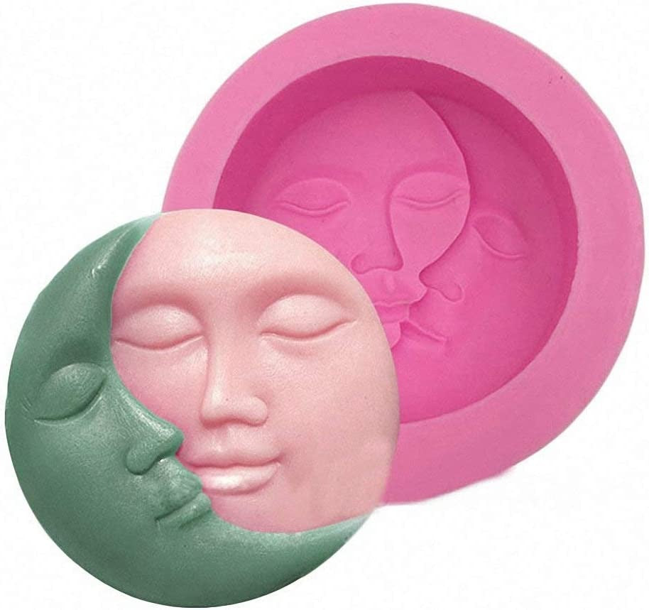 3D Sun and Moon Face Candle Mold Silicone Mold for Handmade Bath Bomb, Lotion Bar - UG LAND INDIA