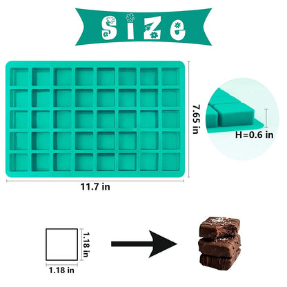 3D 40 Cavity Square Silicone Molds, Mini Cubes Silicone Mold for Chocolate Hard Candy Ice Cubes Gummy Chocolate barfi mithai Toffee Moulds - UG LAND INDIA