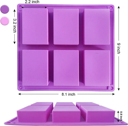 3D 6 Cavities Rectangle Silicone Soap Mould for Homemade Craft Soap Cake Mold Weight 150g Approx - UG LAND INDIA