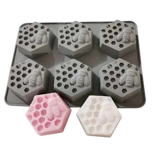 3D 6 Cavity Honey Bee Silicone Soap Mold DIY For Decorate Home Making Art Craft Wax Mould - UG LAND INDIA