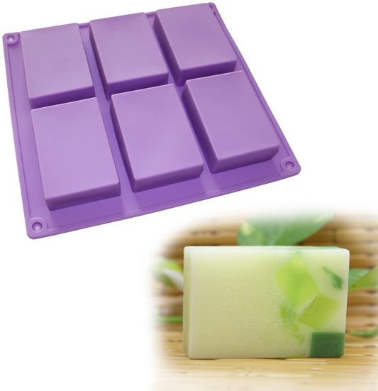 3D 6 Cavities Rectangle Silicone Soap Mould for Homemade Craft Soap Cake Mold Weight 150g Approx - UG LAND INDIA