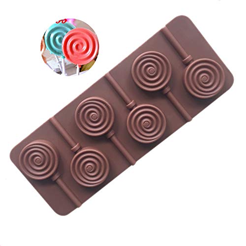 3D 6 Cavity Silicone Lollipop Mold DIY Silicone Lolly Candy Mould Round Chocolate molds for Making Candy Cake Decoration - UG LAND INDIA