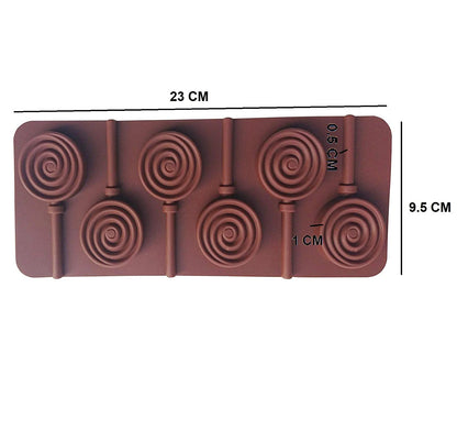 3D 6 Cavity Silicone Lollipop Mold DIY Silicone Lolly Candy Mould Round Chocolate molds for Making Candy Cake Decoration - UG LAND INDIA