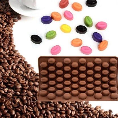 3D 55 Cavity Coffee Cocoa Beans Shape Chocolate Mould Ice DIY Baking Mold (Chocolate Weight Approx: 3.5 Grams) - UG LAND INDIA