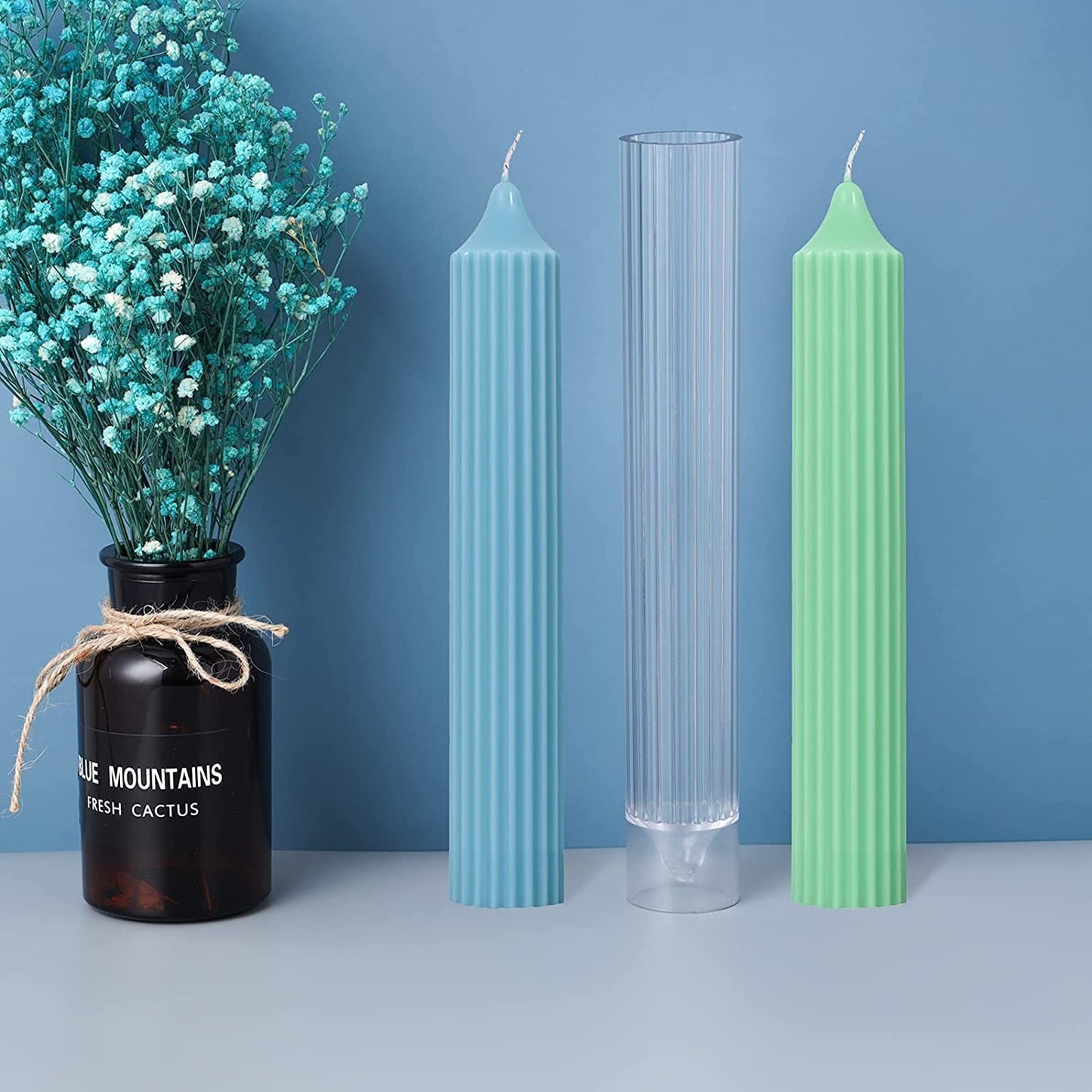 3D Vertical Lines Cylinder Pillar Candle Polycarbonate Mould Home Decoration - UG LAND INDIA