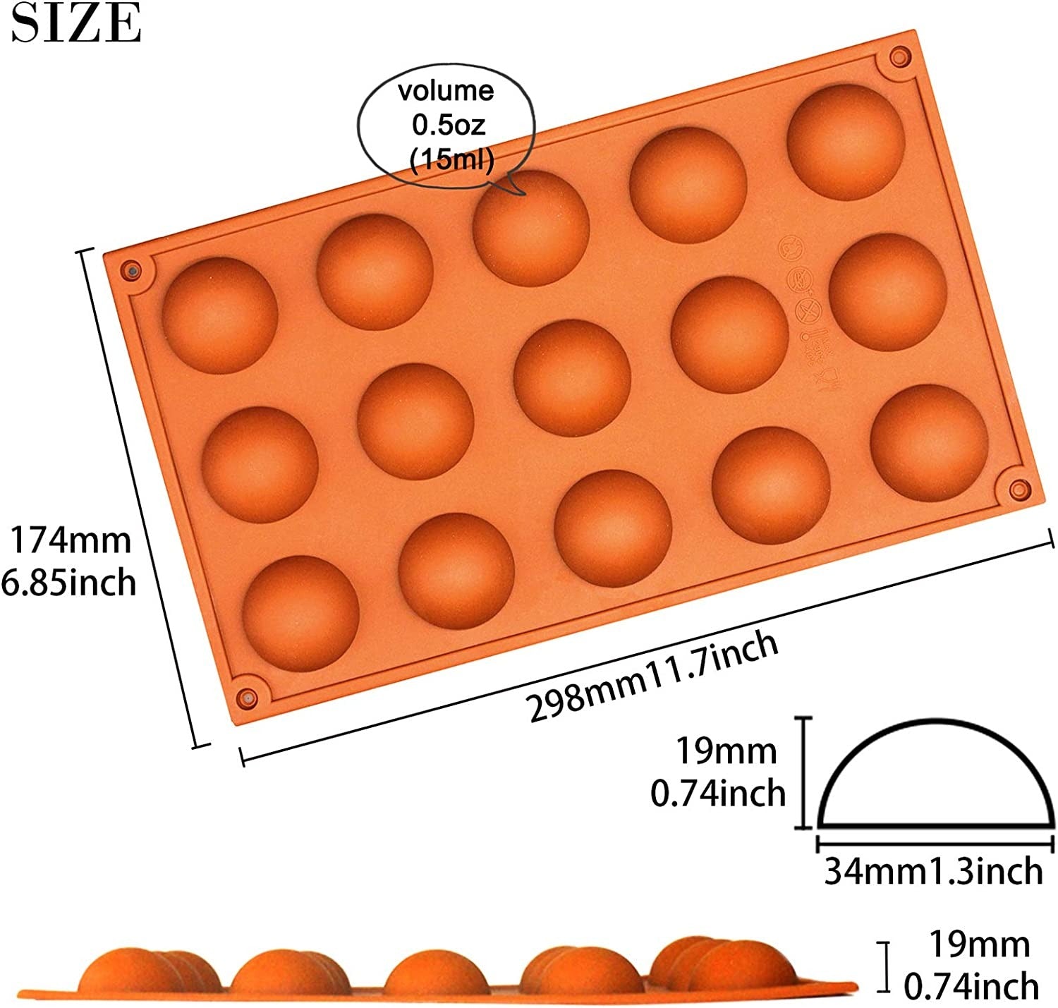 3D 15 Flexible Silicone Dome Moulds Half Sphere for Candy Cake Chocolate Truffle Mini Cake - UG LAND INDIA