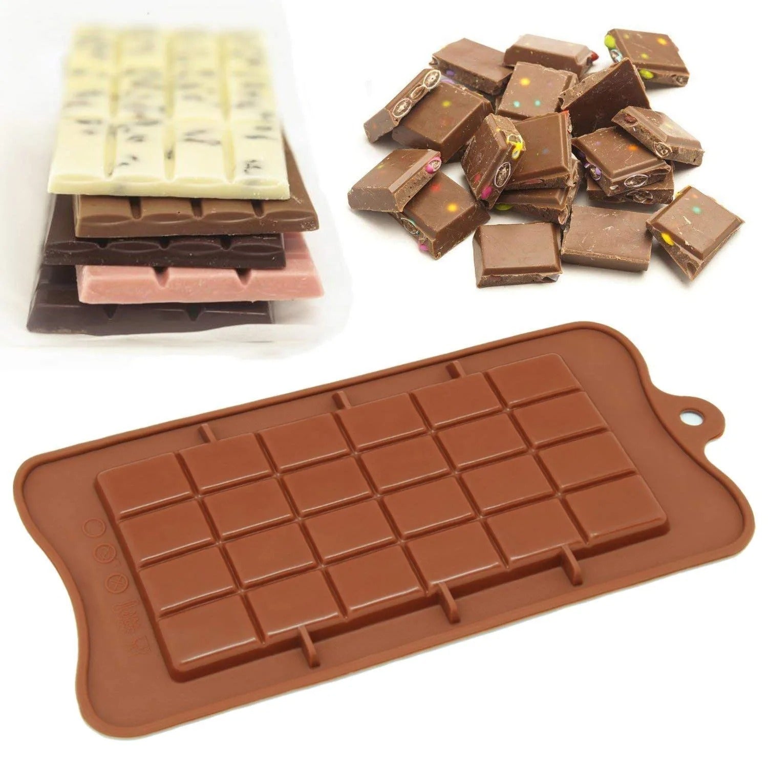 3D 24 Cavity Silicone Chocolate Mold Candy Maker Sugar Mould Chocolate Bar - UG LAND INDIA