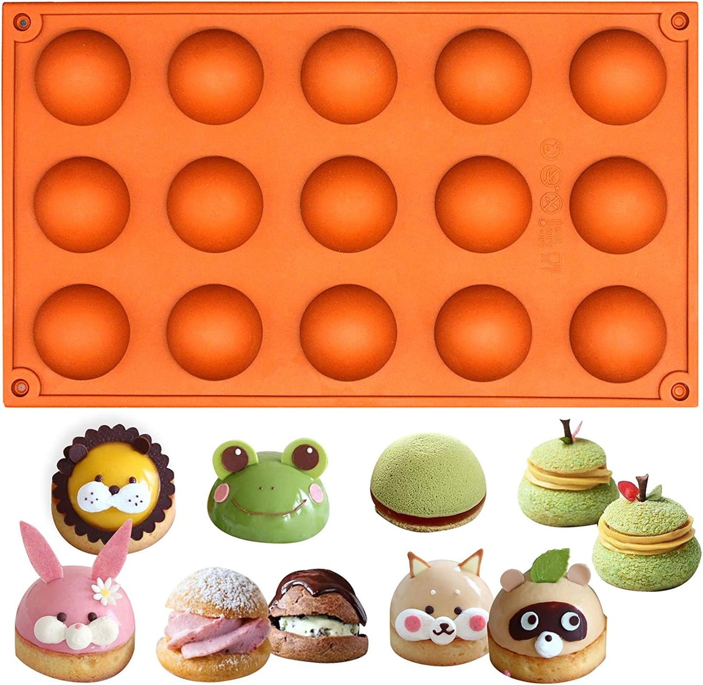 3D 15 Flexible Silicone Dome Moulds Half Sphere for Candy Cake Chocolate Truffle Mini Cake - UG LAND INDIA