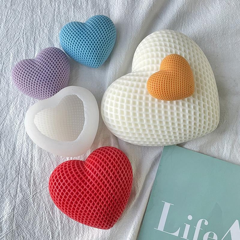 3D Woven Heart Love Silicone Candle Mold Love Heart Mousse Cake Heart-Shaped Aromatherapy Candle Mould Chocolate Baking Mold Molds Candle Moulds - UG LAND INDIA