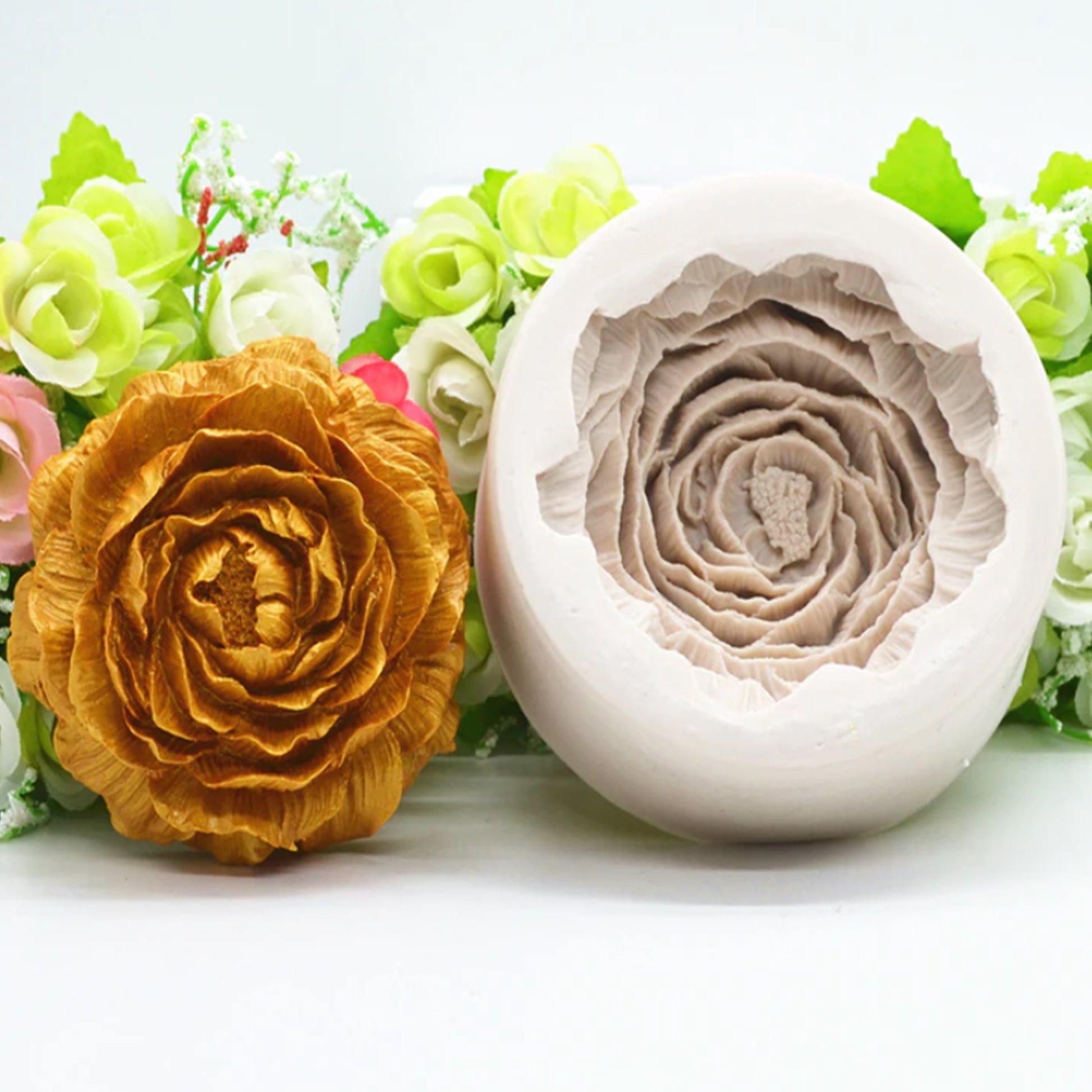 3D Silicone Peony Candle Mold peonies, Large peony candle Mold, romantic candle Mould, flower mould for candle, soap, resin, wedding candle mold - UG LAND INDIA