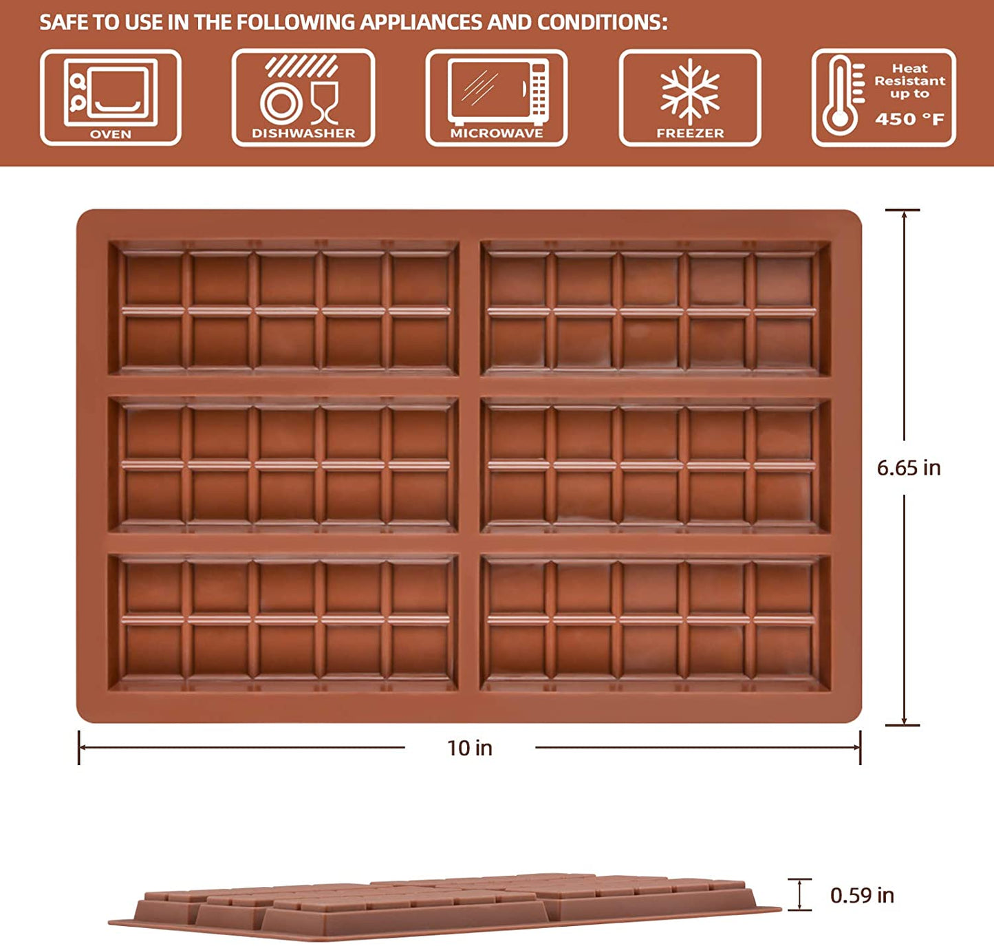 3D 6 Cavity Chocolate Mold Medium Chocolate Bar Candy Mold Professional Silicone Artisan Mould Cake - UG LAND INDIA