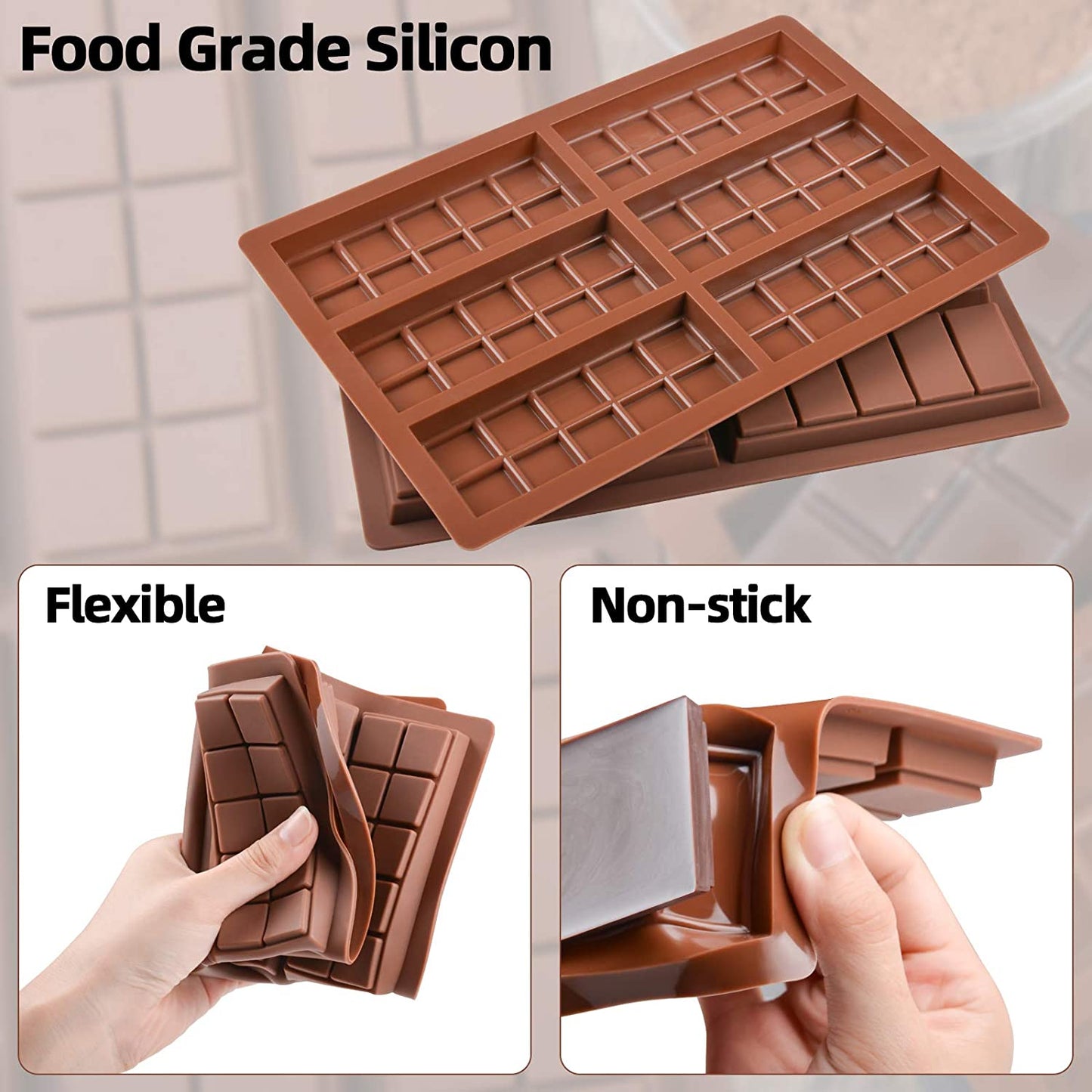 3D 6 Cavity Chocolate Mold Medium Chocolate Bar Candy Mold Professional Silicone Artisan Mould Cake - UG LAND INDIA