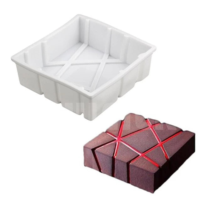 3D Mousse Cake Silicone Mold White Silicone Cube Twill Shaped Mousse Cake Decorating Mold - UG LAND INDIA