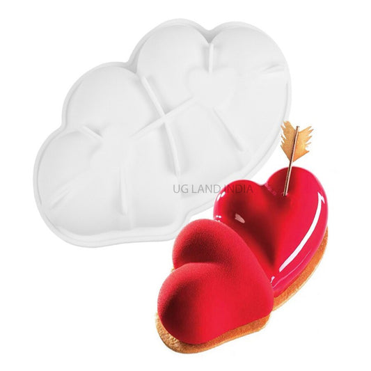 3D Double Heart Joint Love Entremet Moulds Cheesecake Bakeware Mould - UG LAND INDIA