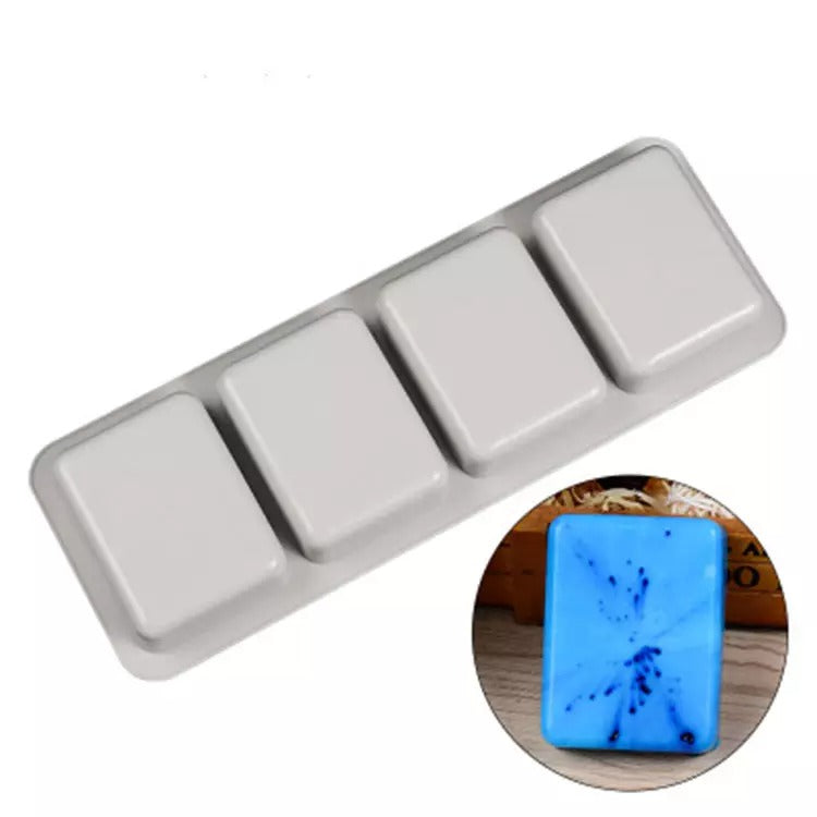 3D 4 Cavity Rectangle Silicone Soap Mould DIY Soap Weight 108 g Approx - UG LAND INDIA