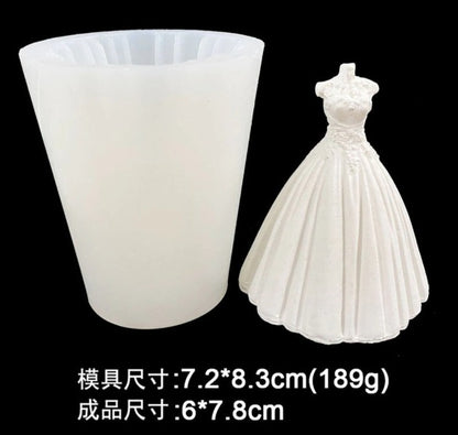 3D Princess Doll Dress Mold Wedding Candle Bridal Skirt Silicone Candle Mold Clay (189gm) - UG LAND INDIA