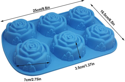 6 Cavity Rose Design Silicone Molds For Handmade Soap Jelly - UG LAND INDIA