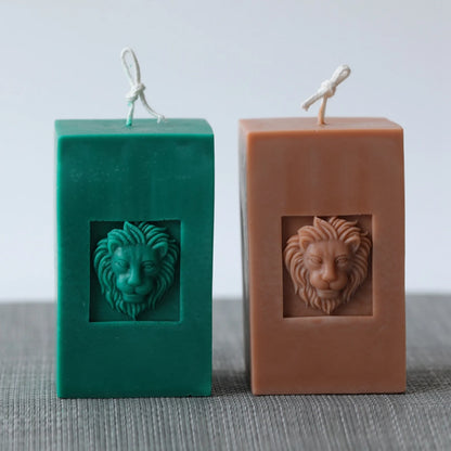 3D Lion Head Rectangle Candle Silicone Mould, Risen Mold DIY Home Decor - UG LAND INDIA