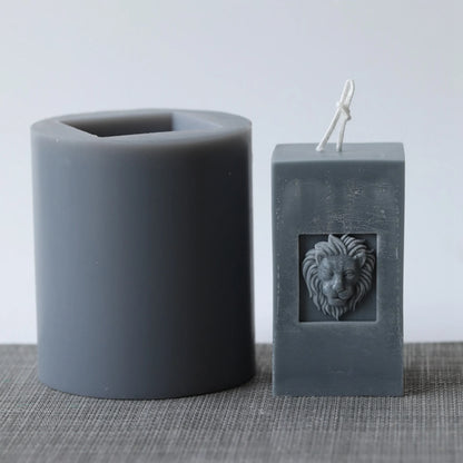 3D Lion Head Rectangle Candle Silicone Mould, Risen Mold DIY Home Decor - UG LAND INDIA