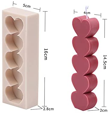 3D Love Heart Shape Column Silicone Candle Molds Making,for DIY Art Resin Epoxy Soap Candy Pudding Jelly Plaster Chocolate Home Interior - UG LAND INDIA