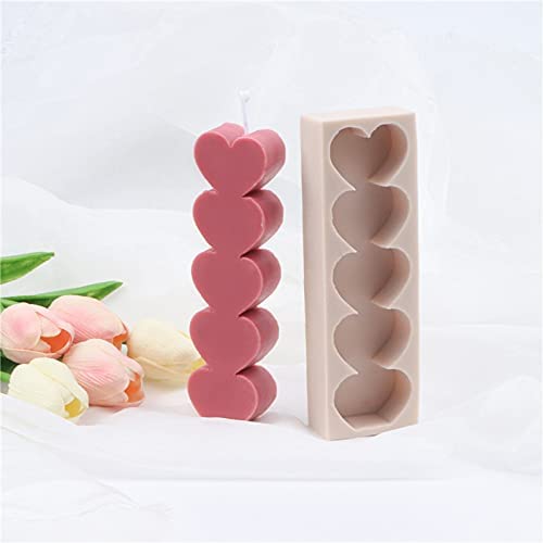 3D Love Heart Shape Column Silicone Candle Molds Making,for DIY Art Resin Epoxy Soap Candy Pudding Jelly Plaster Chocolate Home Interior - UG LAND INDIA