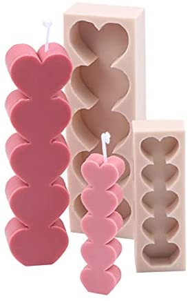 3D Love Heart Shape Column Silicone Candle Molds Making,for DIY Art Resin Epoxy Soap Candy Pudding Jelly Plaster Chocolate Home Interior - UG LAND INDIA