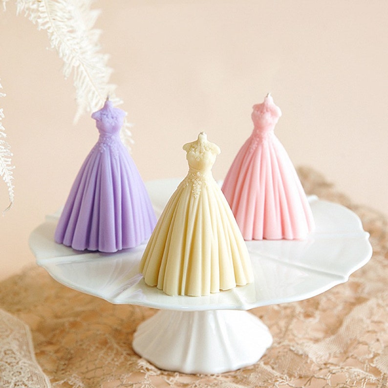 3D Princess Dress Mold Wedding Candles Bridal Skirt Silicone Candle Mold Clay Resin Moulds - UG LAND INDIA