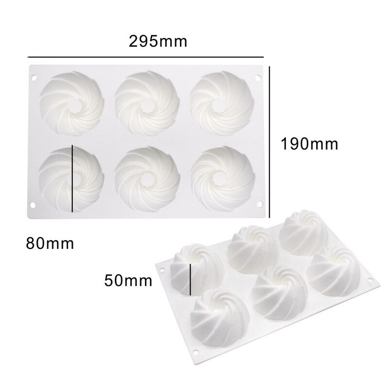 3D 6 Cavity Cyclone Mousse Mold Shape Cream Cake Mold Silicone Mould - UG LAND INDIA