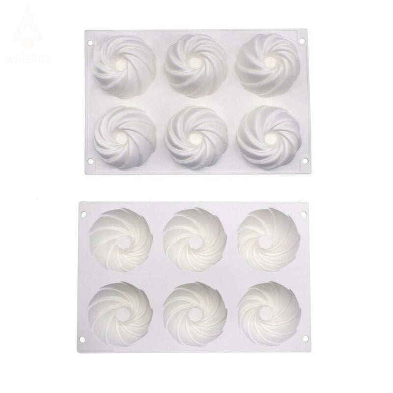 3D 6 Cavity Cyclone Mousse Mold Shape Cream Cake Mold Silicone Mould - UG LAND INDIA