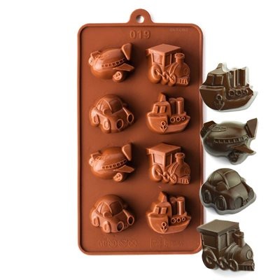 3D 8 Cavity Silicone Chocolate Molds Car Ship Boat Shaped Pans Candy Molds Chocolate Mould Ice Cube Trays - UG LAND INDIA