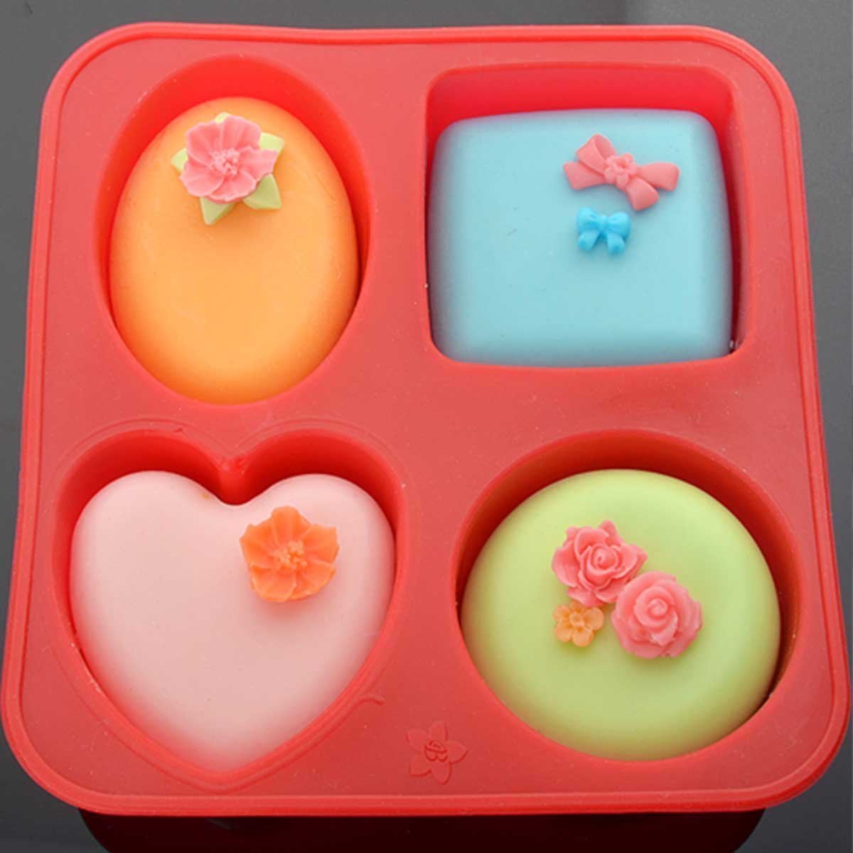 3D Circle, Square, Oval and Heart Shape Soap Mould, Multicolor Plaster Crafts Home Decor Weight 120g Approx - UG LAND INDIA