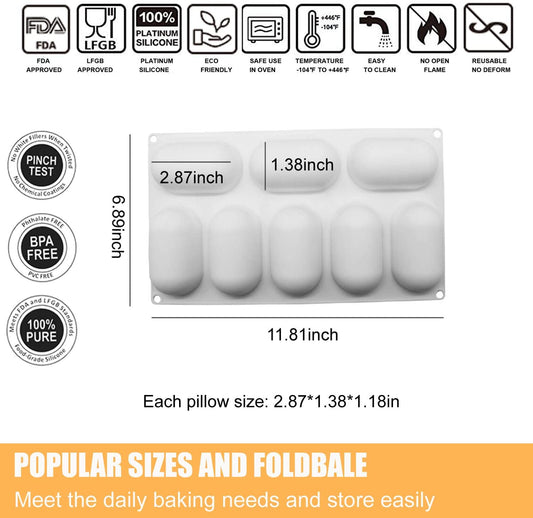 3D 8 Cavity Pillow Shaped Non Stick Chocolate Cake Mould DIY Dessert Molds - UG LAND INDIA