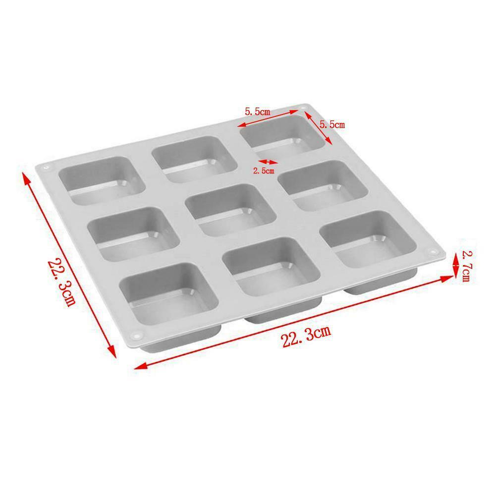 9 Cavity Square Silicone Soap Mold for Soap Making - UG LAND INDIA