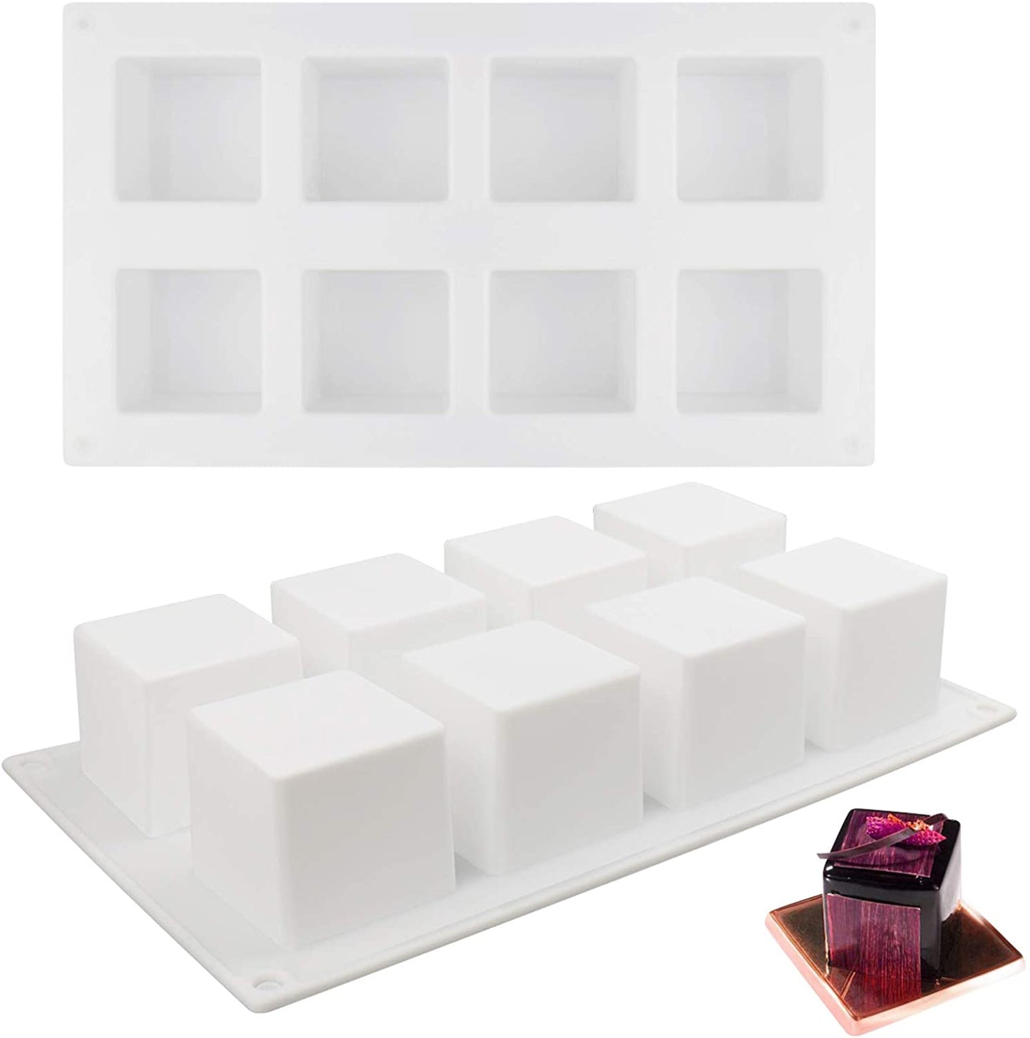 3D 8 Cavity Square Shape Sharp Edges Soap Making Silicone Mould Chocolate Soap Making Candle Craft Baking Mould - UG LAND INDIA