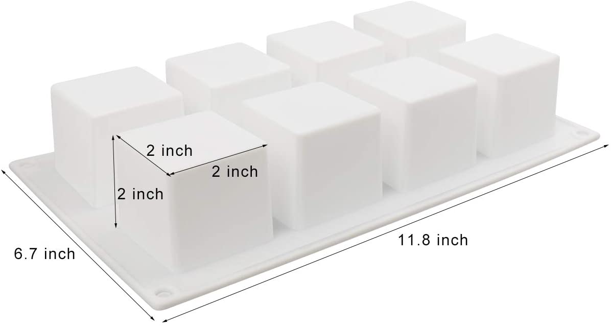 3D 8 Cavity Square Shape Sharp Edges Soap Making Silicone Mould Chocolate Soap Making Candle Craft Baking Mould - UG LAND INDIA