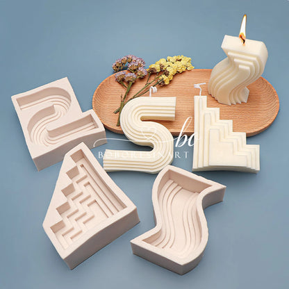 3D Geometric Stairs Shaped silicone candle mold-scented candle mold-home decoration candle molds - UG LAND INDIA