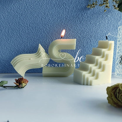 3D Geometric Stairs Shaped silicone candle mold-scented candle mold-home decoration candle molds - UG LAND INDIA