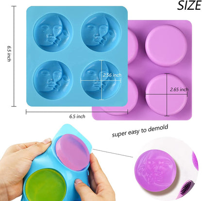 3D 4 Cavity Sun and Moon Face Silicone Soap Mold Tray Craft DIY Handmade Polymer Clay Wax Cake Decoration Tools - UG LAND INDIA