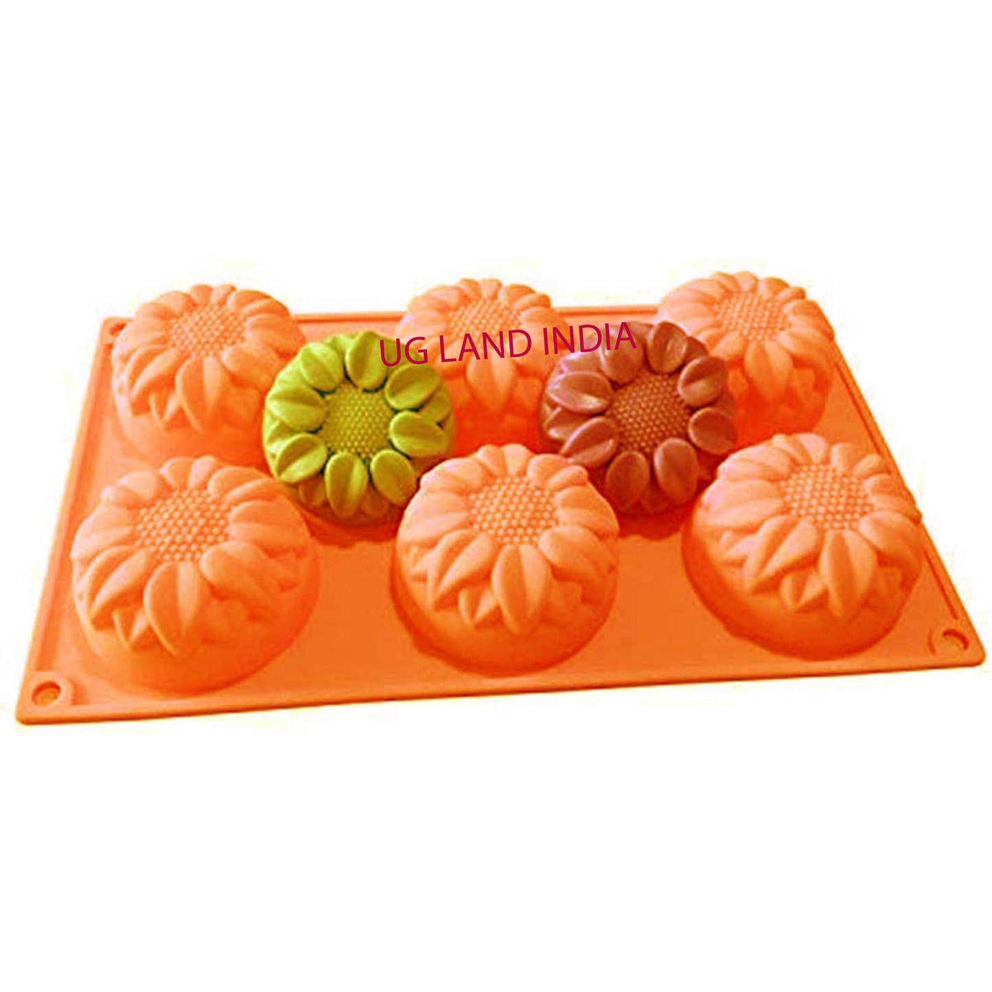 3D 6 Cavity Sun Flower Silicone Soap Mold DIY For Home Decoration Wax Mould - UG LAND INDIA