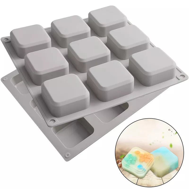 9 Cavity Square Silicone Soap Mold for Soap Making - UG LAND INDIA