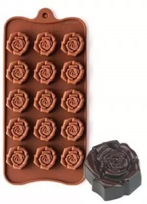 3D 15 Cavity Mini Rose Flower Silicone Chocolate Mould For Cake Pastry Decoration - UG LAND INDIA