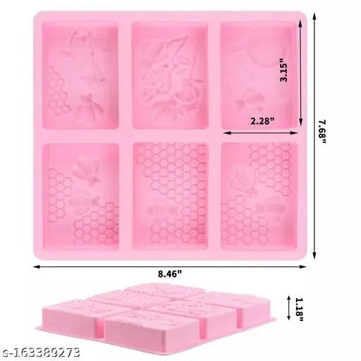 6 Cavity Honey Bee Silicone Soap Molds Rectangle Honeycomb Molds Beehive Mould - UG LAND INDIA