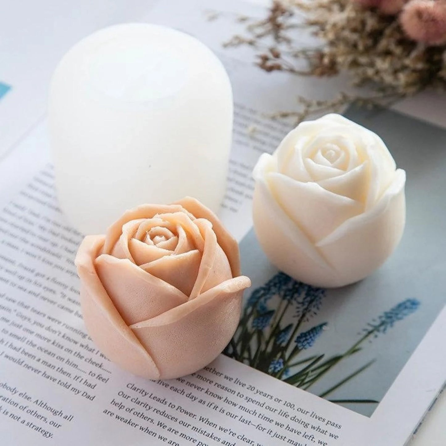 3D Rose Flower Silicone Candle Mold DIY Craft Cake Decor Valentine Day Gift Mould - UG LAND INDIA