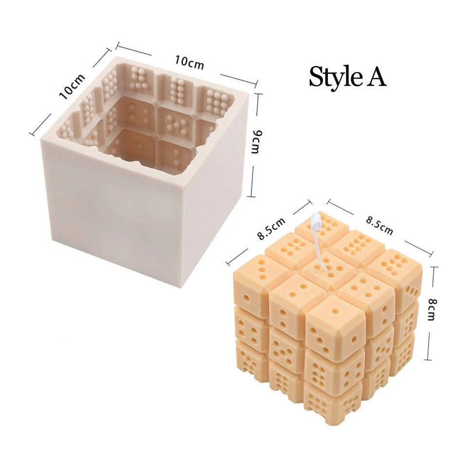 3D Square Dice Candle Silicone Mold for Homemade Dice Rubik Cube Candle Soap Crayon Wax Melt Hives Candle Making - UG LAND INDIA