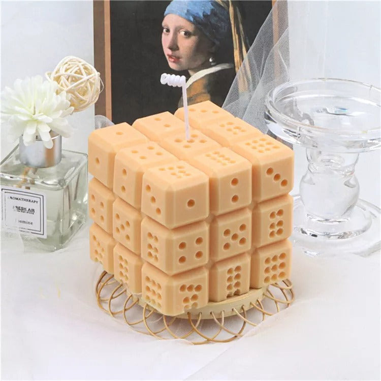 3D Square Dice Candle Silicone Mold for Homemade Dice Rubik Cube Candle Soap Crayon Wax Melt Hives Candle Making - UG LAND INDIA