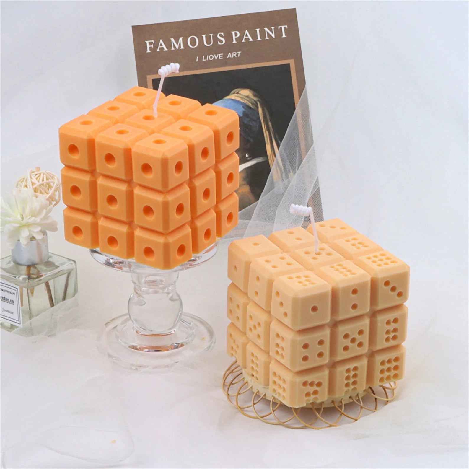 3D Square Dice Candle Silicone Mold for Homemade Dice Rubik Cube Candle Soap Crayon Wax Melt Hives Candle Making - UG LAND INDIA