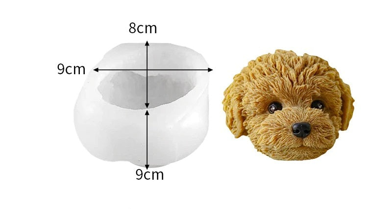 3D Teddy Candle Silicone Mold-Teddy Dog Head Candle Mold-Pet Dog - UG LAND INDIA