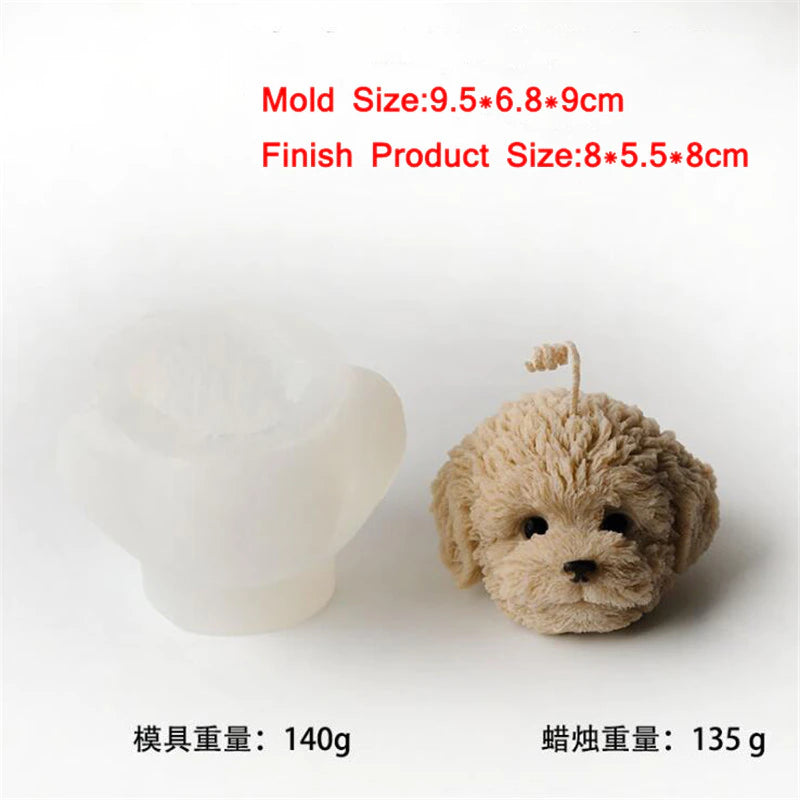 3D Teddy Candle Silicone Mold-Teddy Dog Head Candle Mold-Pet Dog - UG LAND INDIA