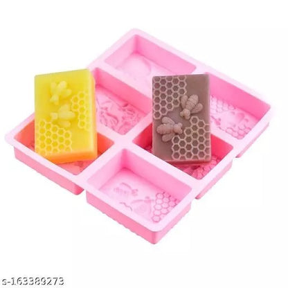 6 Cavity Honey Bee Silicone Soap Molds Rectangle Honeycomb Molds Beehive Mould - UG LAND INDIA